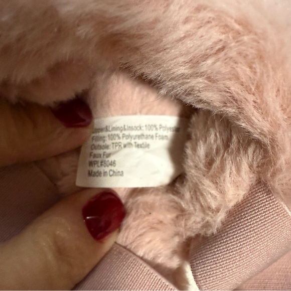 Cozy Pink Fluffy Side Slippers Slingback Girly Luxe Coquette Medium 7-8 - Picture 4 of 7